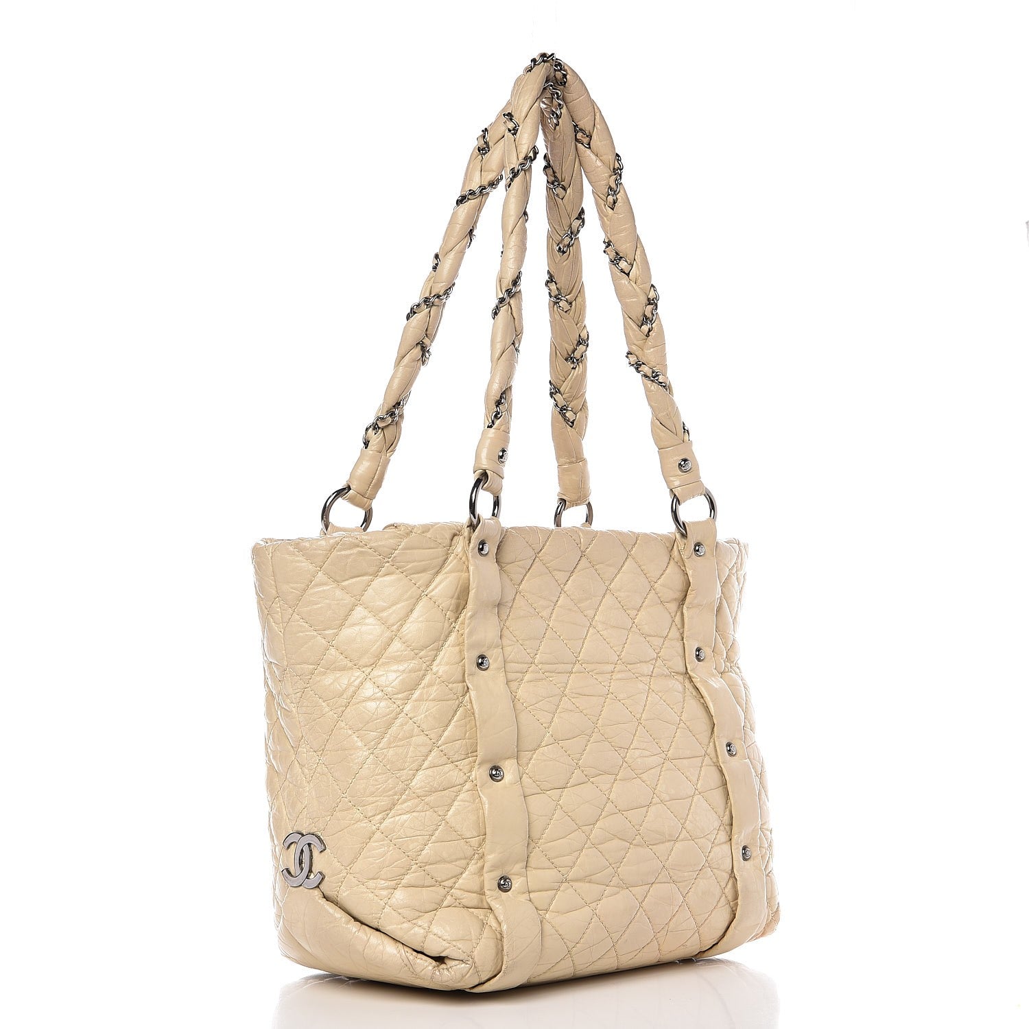 Chanel Distressed Lambskin Vintage Ligne Lady Braid Tote Ivory 3 of 14