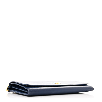 Prada Saffiano Metal Oro Chain Wallet Bleuette 4 of 12