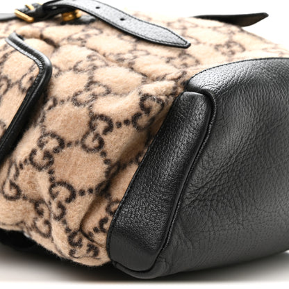 Gucci Covered Wool GG Monogram Small Double Buckle Backpack Beige Ebony Black 8 of 9