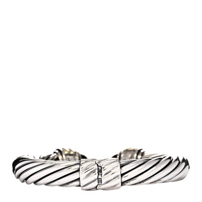 David Yurman Sterling Silver 14K Yellow Gold Black Onyx 10mm Cable Classics Hinged Bracelet 2 of 3