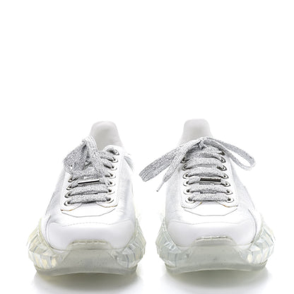 Jimmy Choo Metallic Calfskin Womens Diamond F Low Top Sneaker 37 White Silver 2 of 9