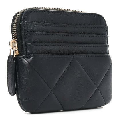 Chanel Lambskin Quilted Chanel 19 Zip Card Holder Wallet Black 3 of 7