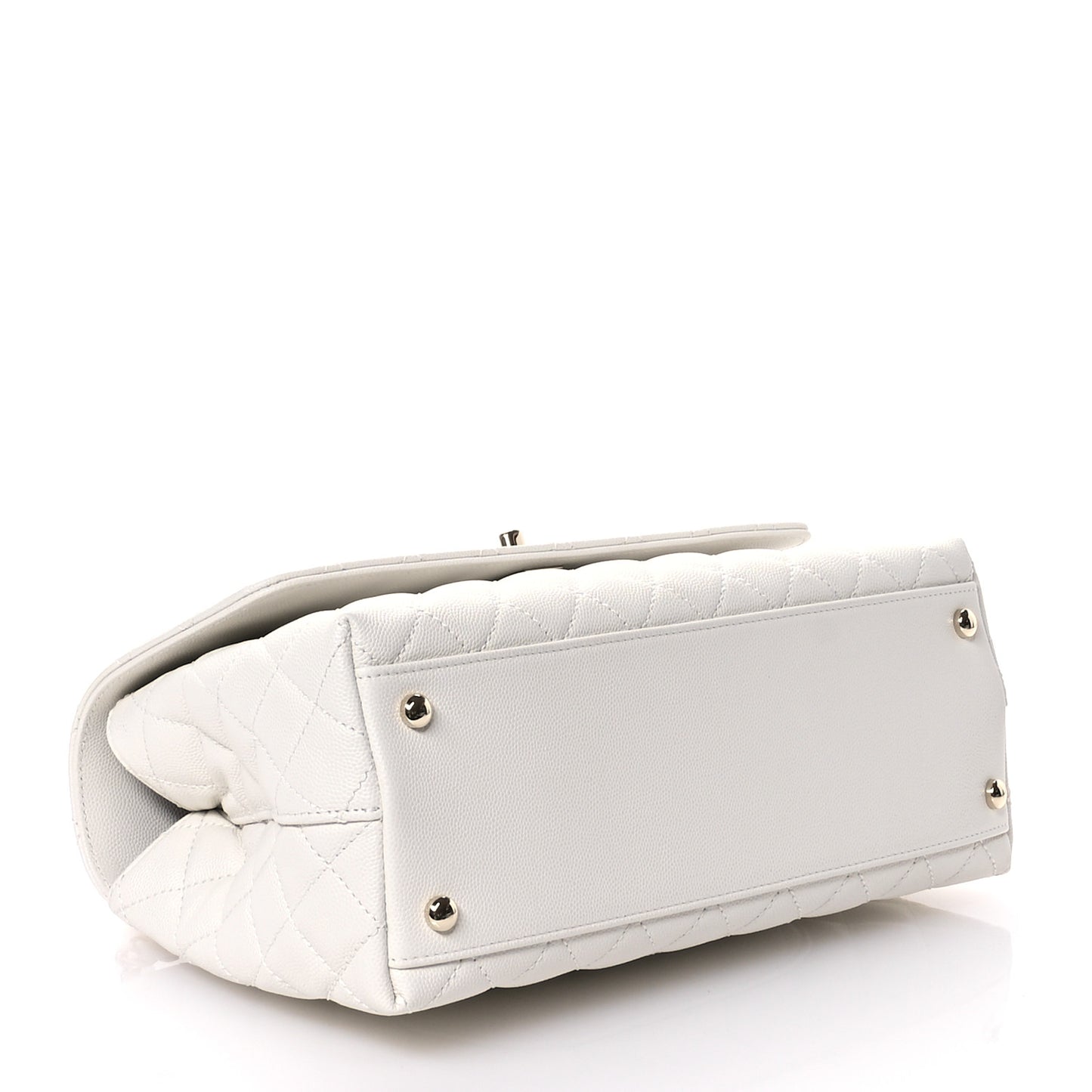 Caviar Quilted Small Coco Handle Flap White