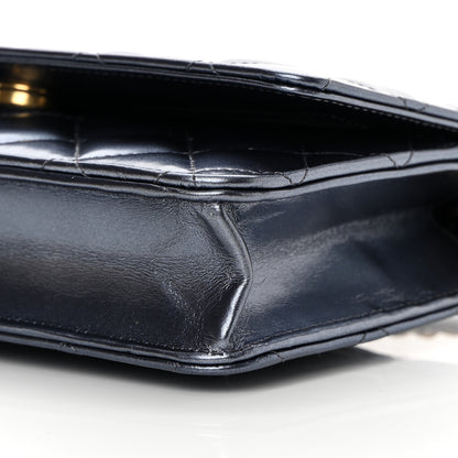 Chanel Metallic Lambskin Wallet On Chain WOC Dark Blue 11 of 11