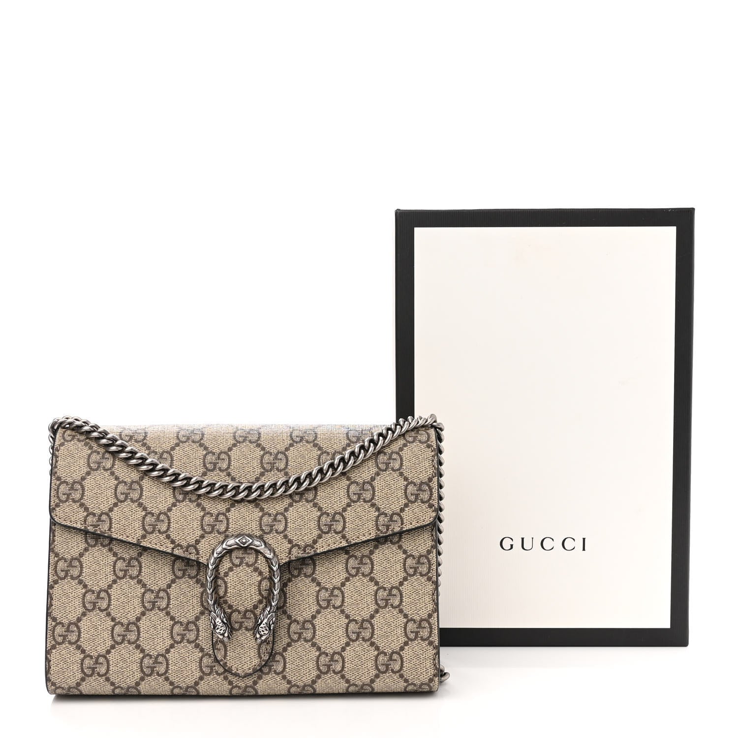 Gucci GG Supreme Monogram Mini Dionysus Chain Wallet Beige Black 11 of 11