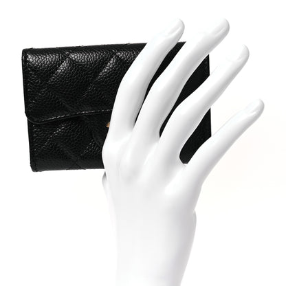 Chanel Caviar Quilted Flap Card Holder Wallet Black 2 of 12