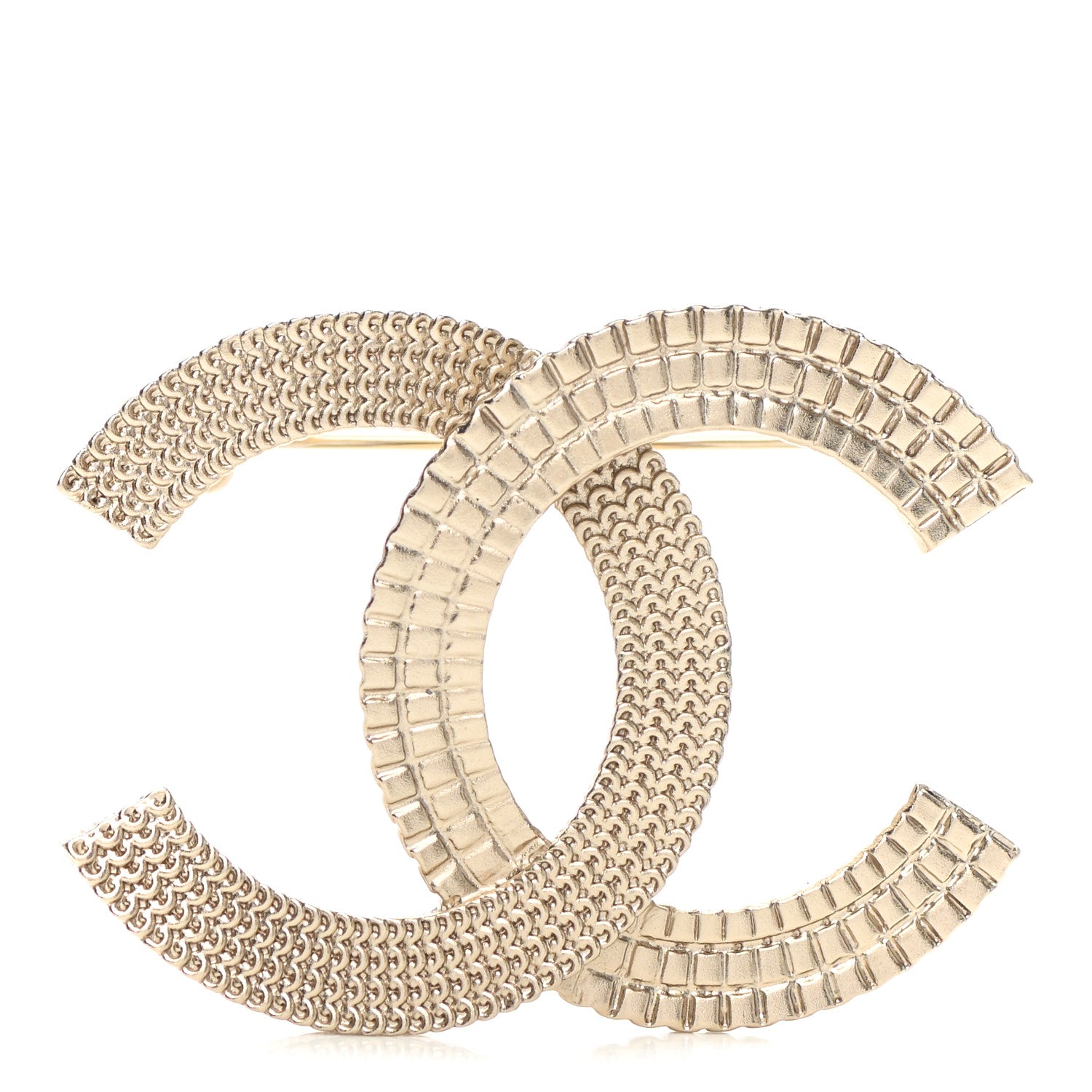 Chanel Metal Chain Quilted CC Brooch Gold 1 of 5