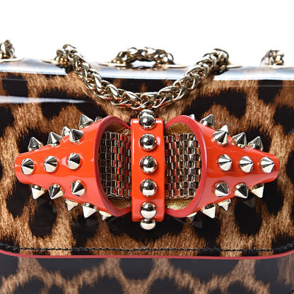 Christian Louboutin Patent Calfskin Leopard Spikes Mini Sweety Charity NV Crossbody Bag Brown 6 of 8