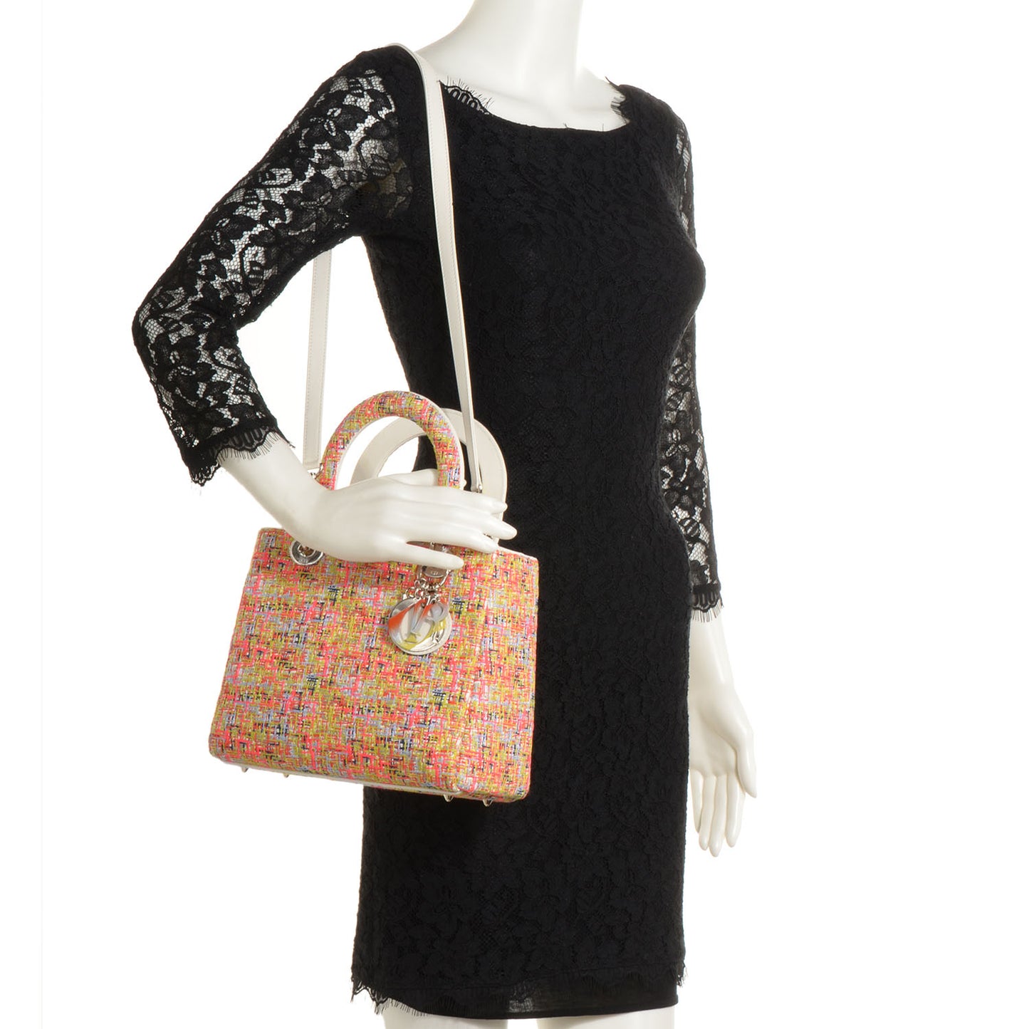 Lambskin Embroidered Medium Lady Dior Multicolor