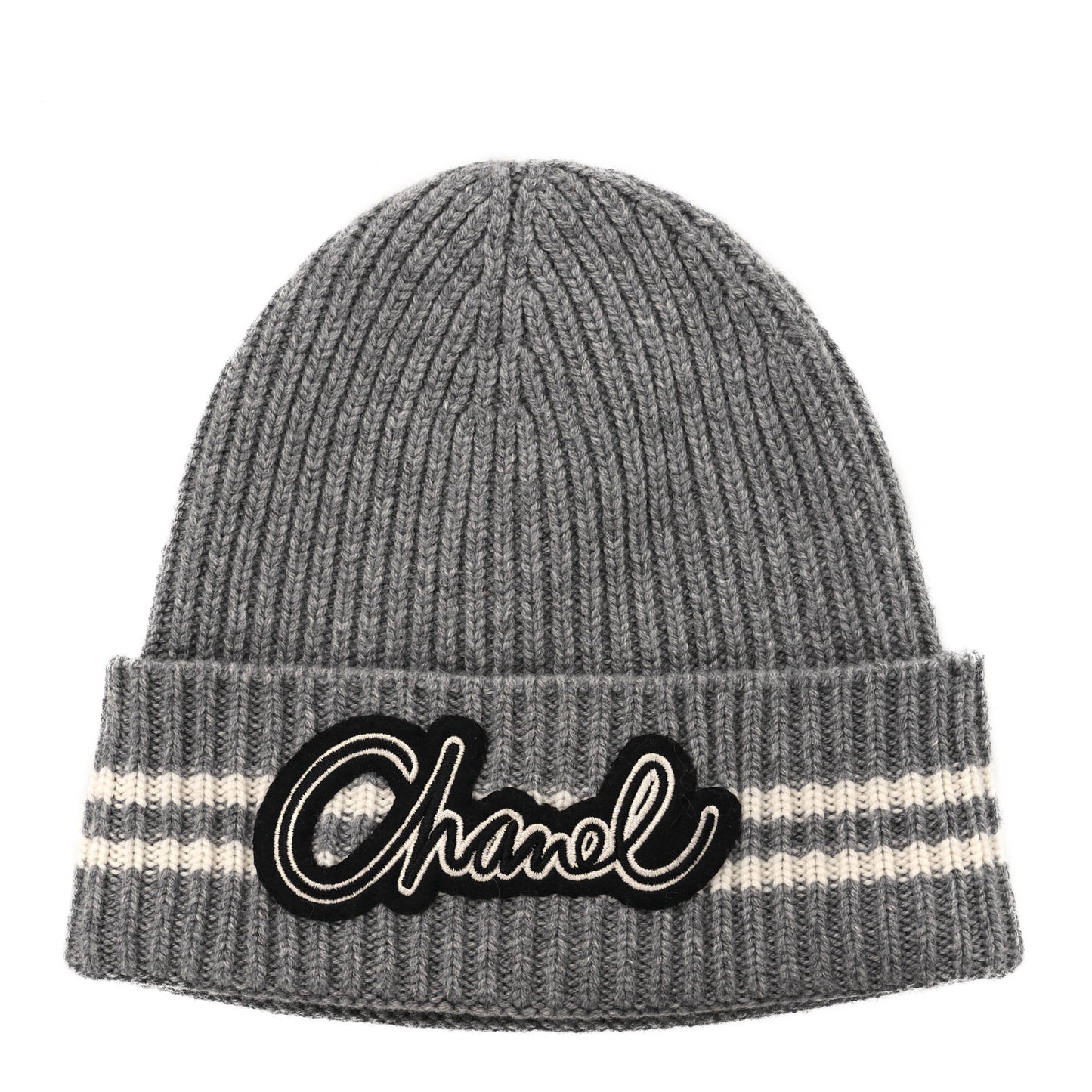Cashmere Logo Beanie Hat Gray White