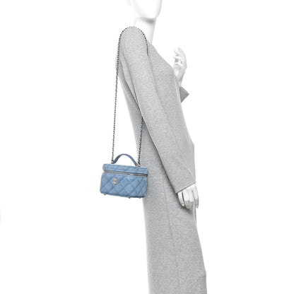 Chanel Denim Quilted Small CC Vanity Case Blue 2 of 12