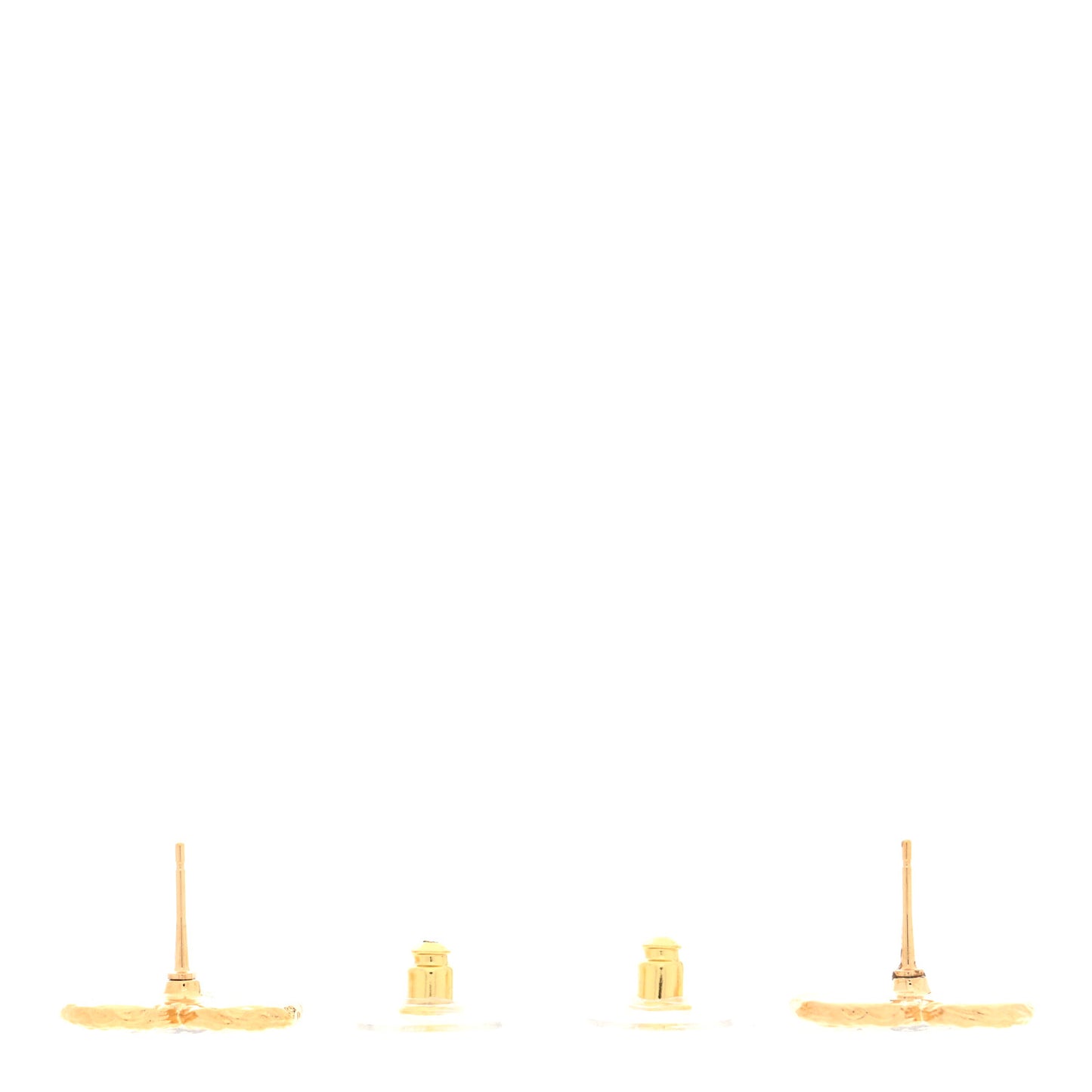 Metal Enamel CC Heart Earrings Gold Black
