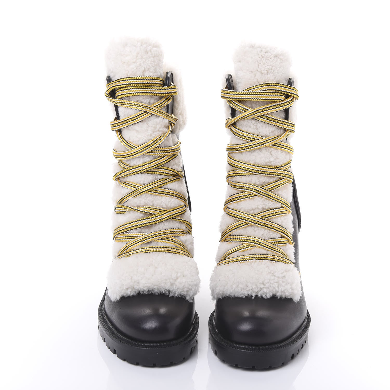 Christian Louboutin Calfskin Shearling Yetita 70 Hiker Booties 38 Black 2 of 8