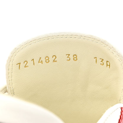 Gucci X ADIDAS Quentin Goatskin Web Womens Horsebit Slippers 38 Off White Maple Red 8 of 9