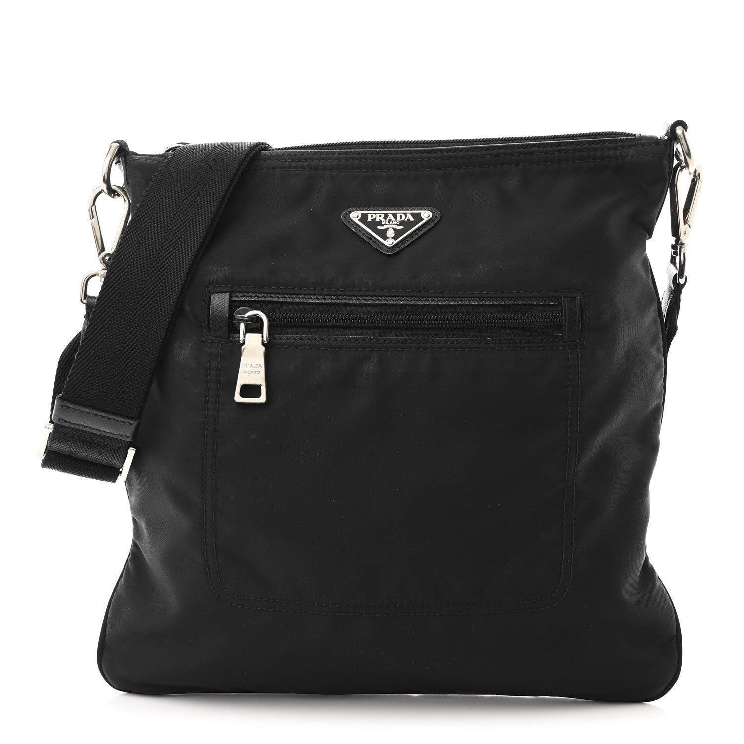Prada Nylon Flat Messenger Bag Black 1 of 11