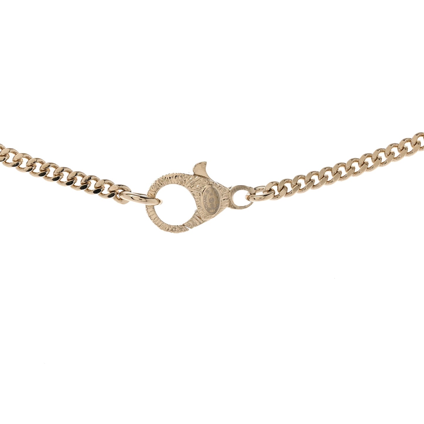 Lambskin Crystal CC Number 5 Pendant Necklace Gold Black