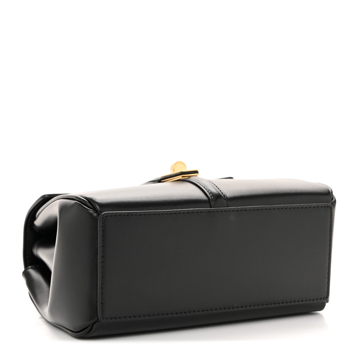 Satinated Calfskin Mini 16 Top Handle Bag Black