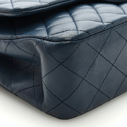 Chanel Lambskin Quilted Medium Double Flap Dark Blue 8 of 9
