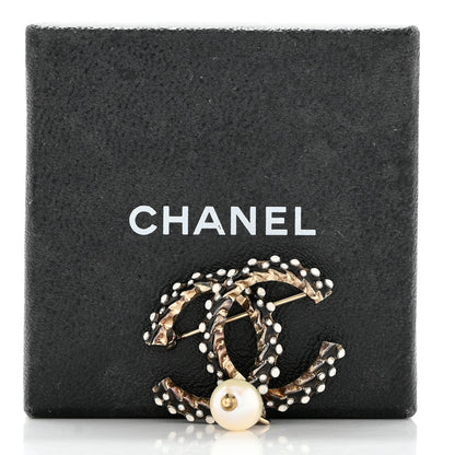 Chanel Crystal Pearl Drop CC Brooch 5 of 5