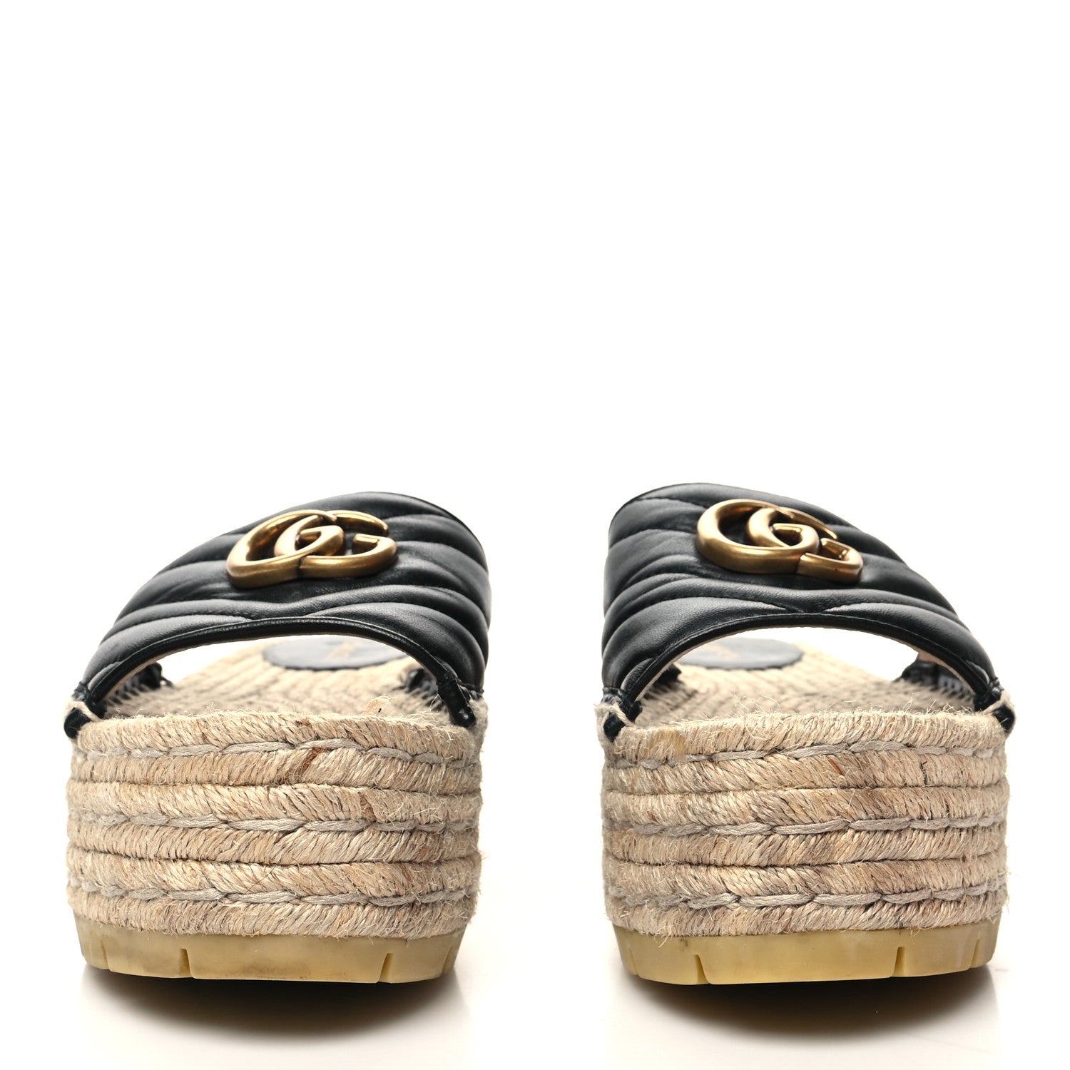 Gucci Nappa Matelasse GG Marmont Platform Espadrille Slide Sandals 37 Black 2 of 10