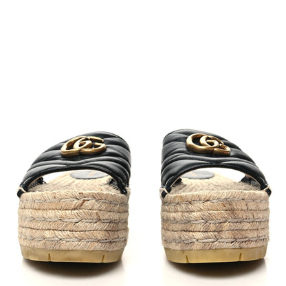 Gucci Nappa Matelasse GG Marmont Platform Espadrille Slide Sandals 37 Black 2 of 10