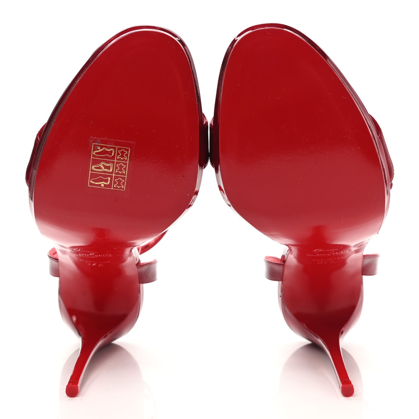 Shiny Patent Calfskin Queen Psych Loubi Ankle Strap Sandals 37.5 Red