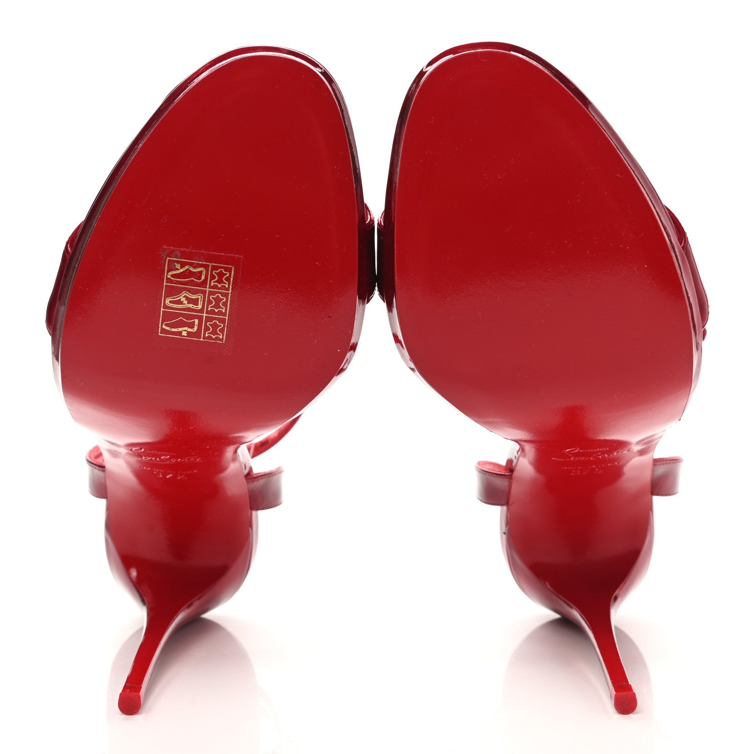 Christian Louboutin Shiny Patent Calfskin Queen Psych Loubi Ankle Strap Sandals 37.5 Red 5 of 8
