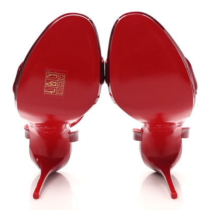 Christian Louboutin Shiny Patent Calfskin Queen Psych Loubi Ankle Strap Sandals 37.5 Red 5 of 8
