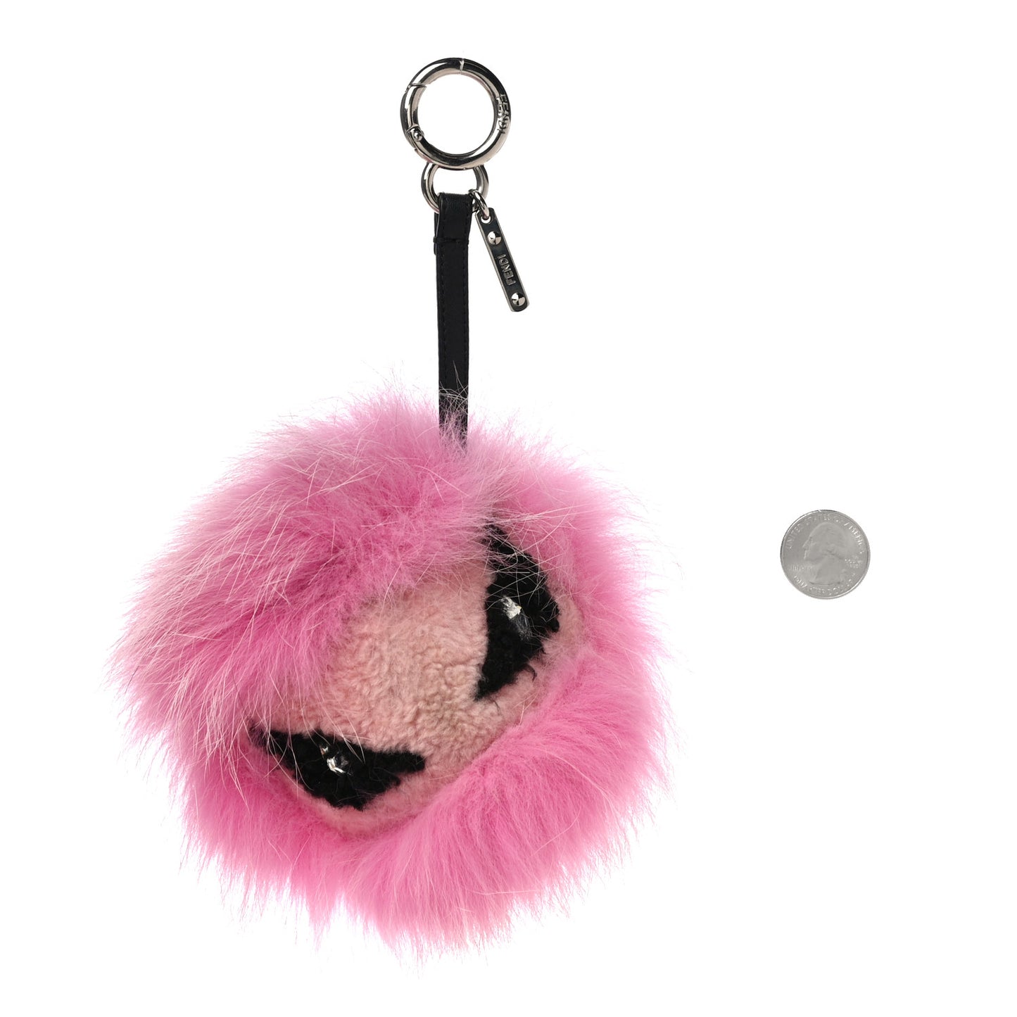 Fox Fur Shearling Crystal Tria Monster Bag Bug Charm Bubblegum