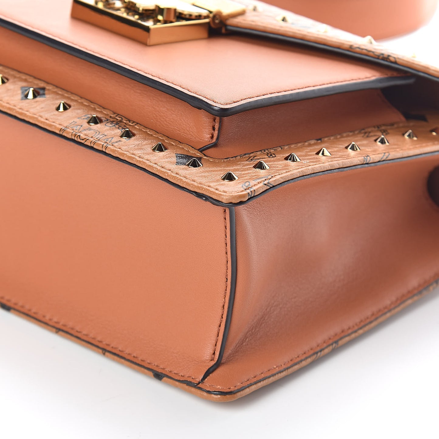 Visetos Studded Small Patricia Satchel Cognac