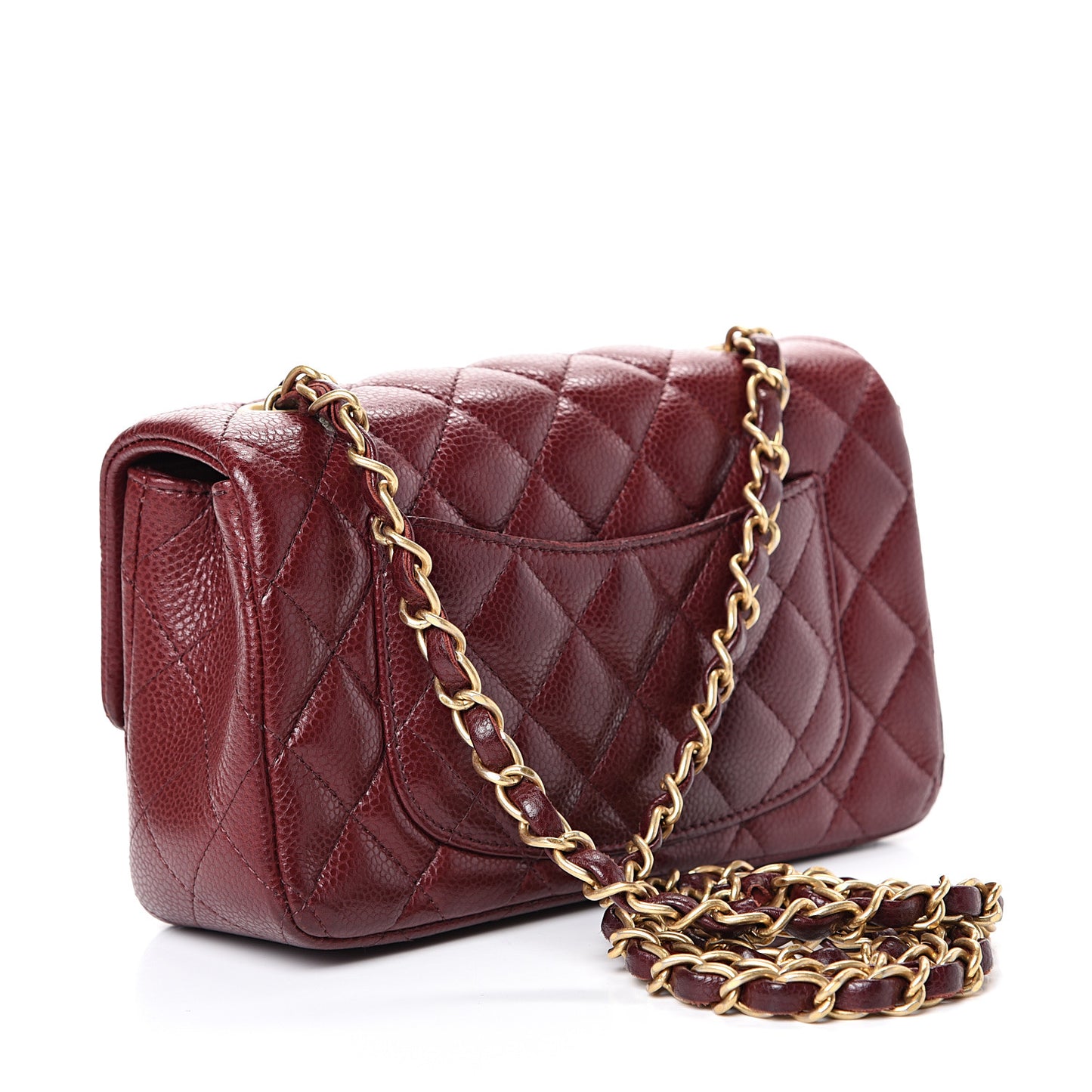 Caviar Quilted Mini Rectangular Flap Burgundy