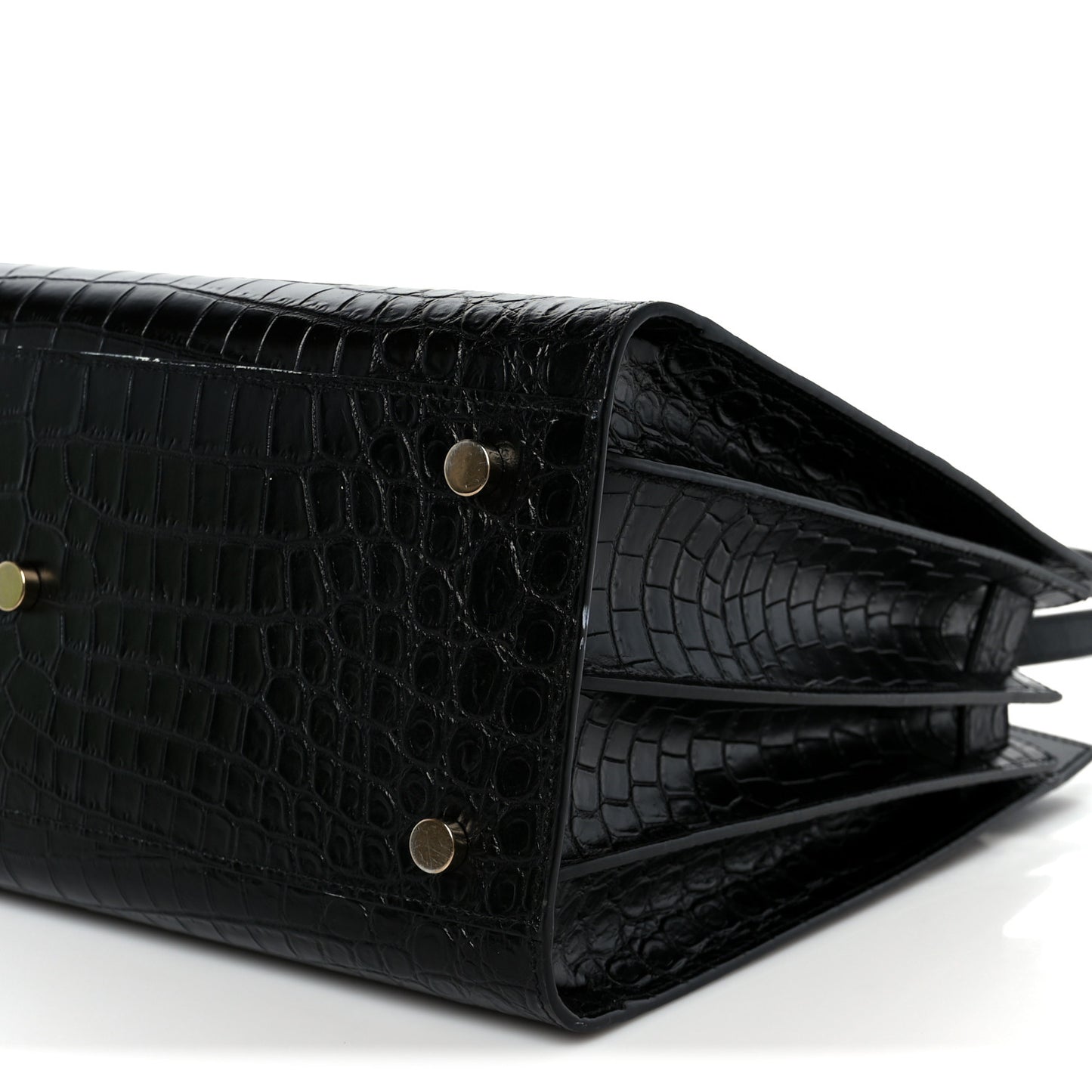 Calfskin Crocodile Embossed Small Sac de Jour Black
