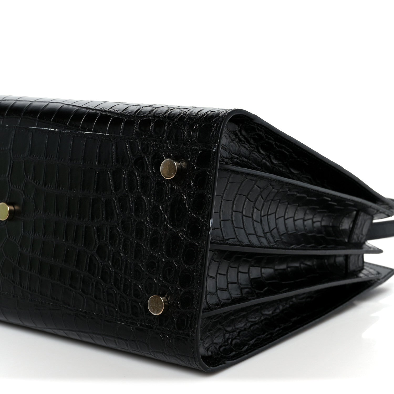 Saint Laurent Calfskin Crocodile Embossed Small Sac de Jour Black 10 of 10