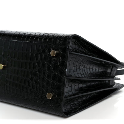 Saint Laurent Calfskin Crocodile Embossed Small Sac de Jour Black 10 of 10