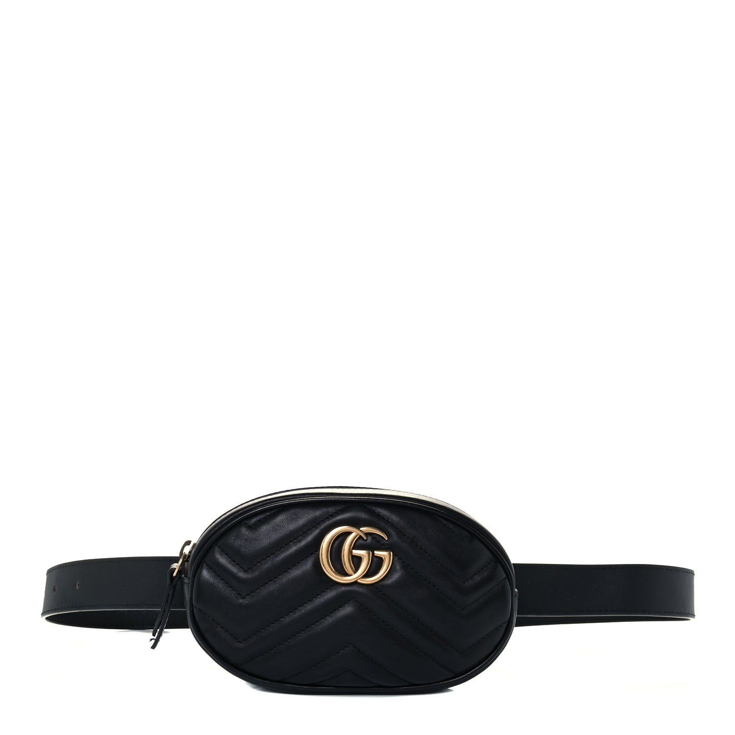 Gucci Calfskin Matelasse GG Marmont Belt Bag 95 38 Black 1 of 11
