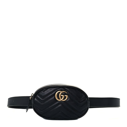 Gucci Calfskin Matelasse GG Marmont Belt Bag 95 38 Black 1 of 11