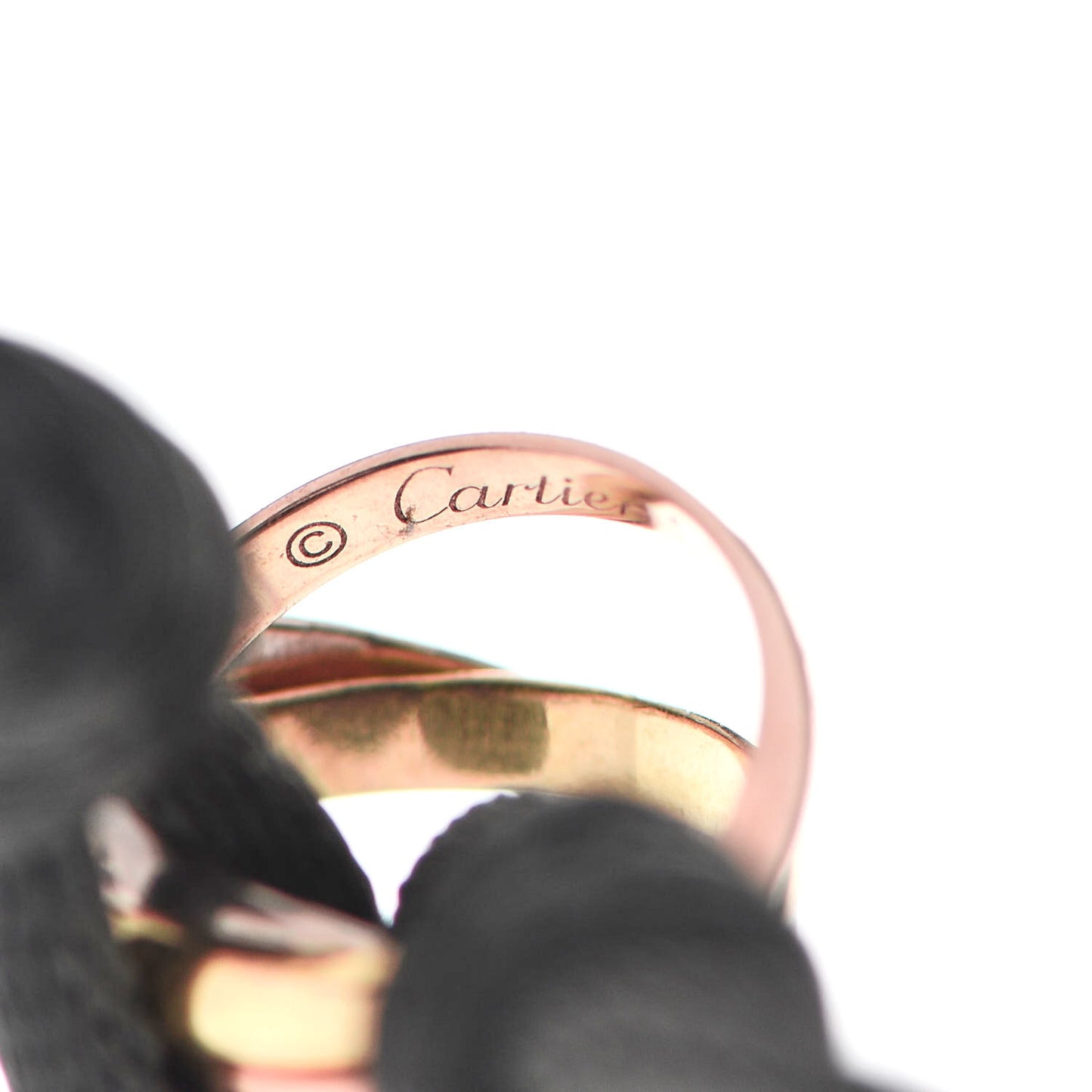 18K Pink Yellow White Gold Trinity Cord Bracelet Grey