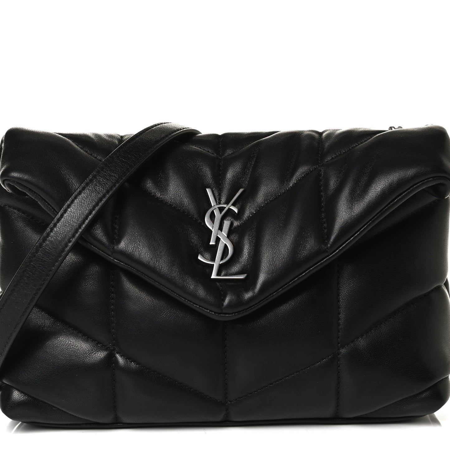 Lambskin Quilted Toy Loulou Puffer Monogram Chain Satchel Black