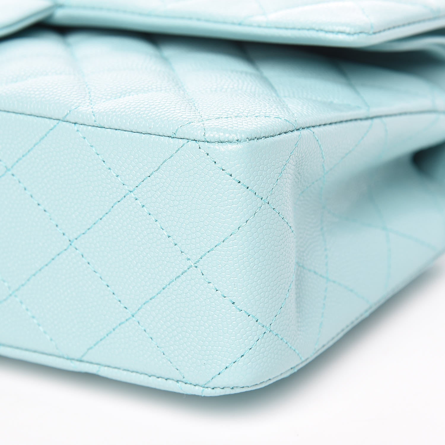 Chanel Caviar Quilted Medium Double Flap Light Blue 9 of 10