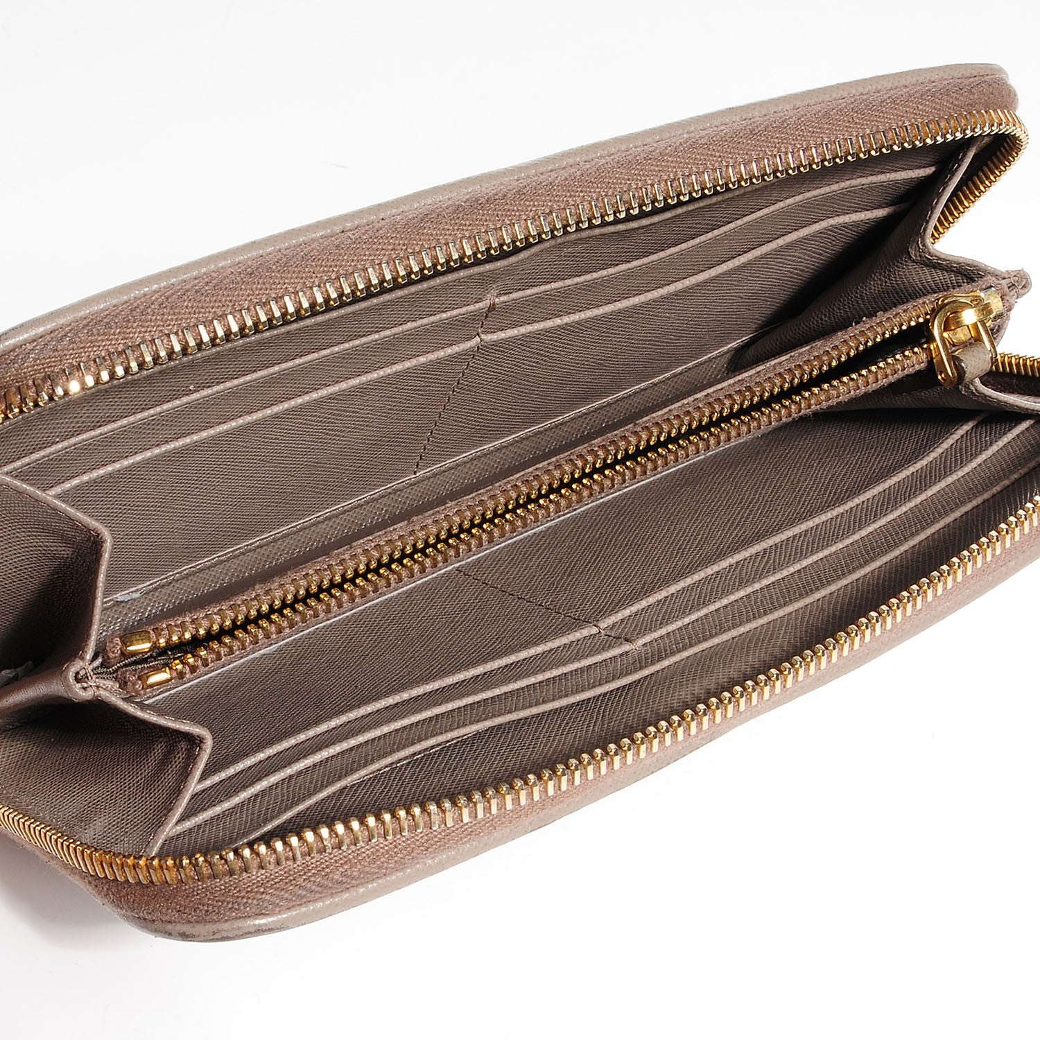 Prada Saffiano Quilted Zip Around Wallet Argilla 5 of 9