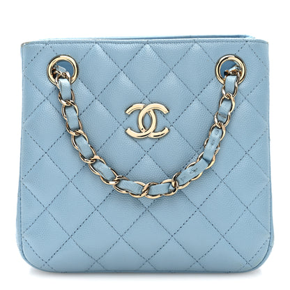Chanel Caviar Quilted Mini Bucket Bag Blue 1 of 10