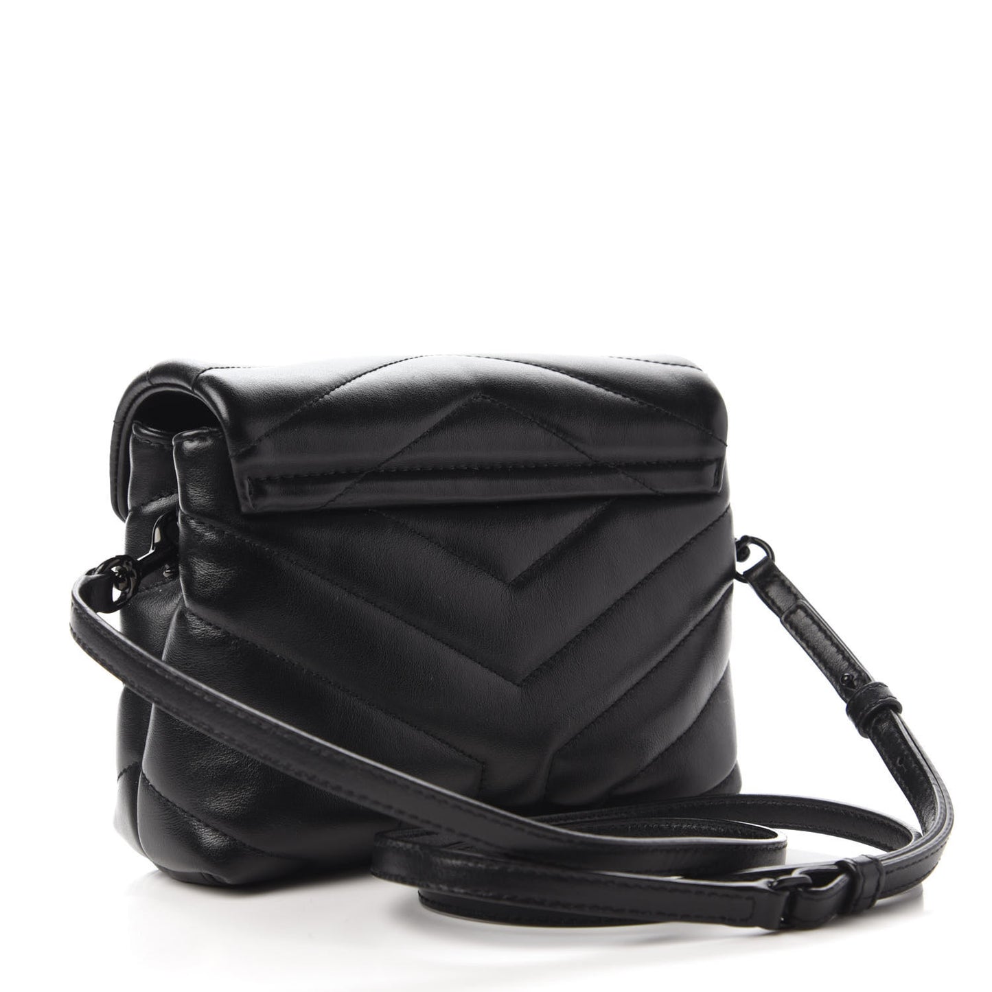 Calfskin Y Quilted Monogram Toy Loulou Crossbody Bag Black