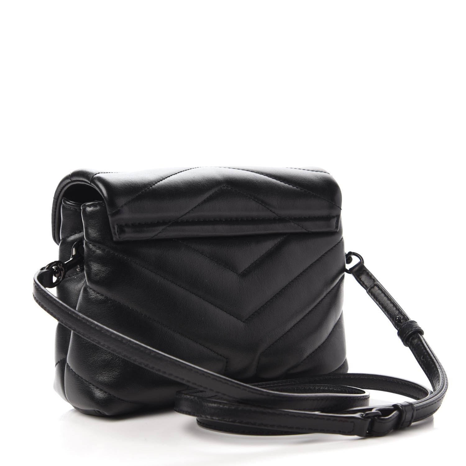 Saint Laurent Calfskin Y Quilted Monogram Toy Loulou Crossbody Bag Black 3 of 10