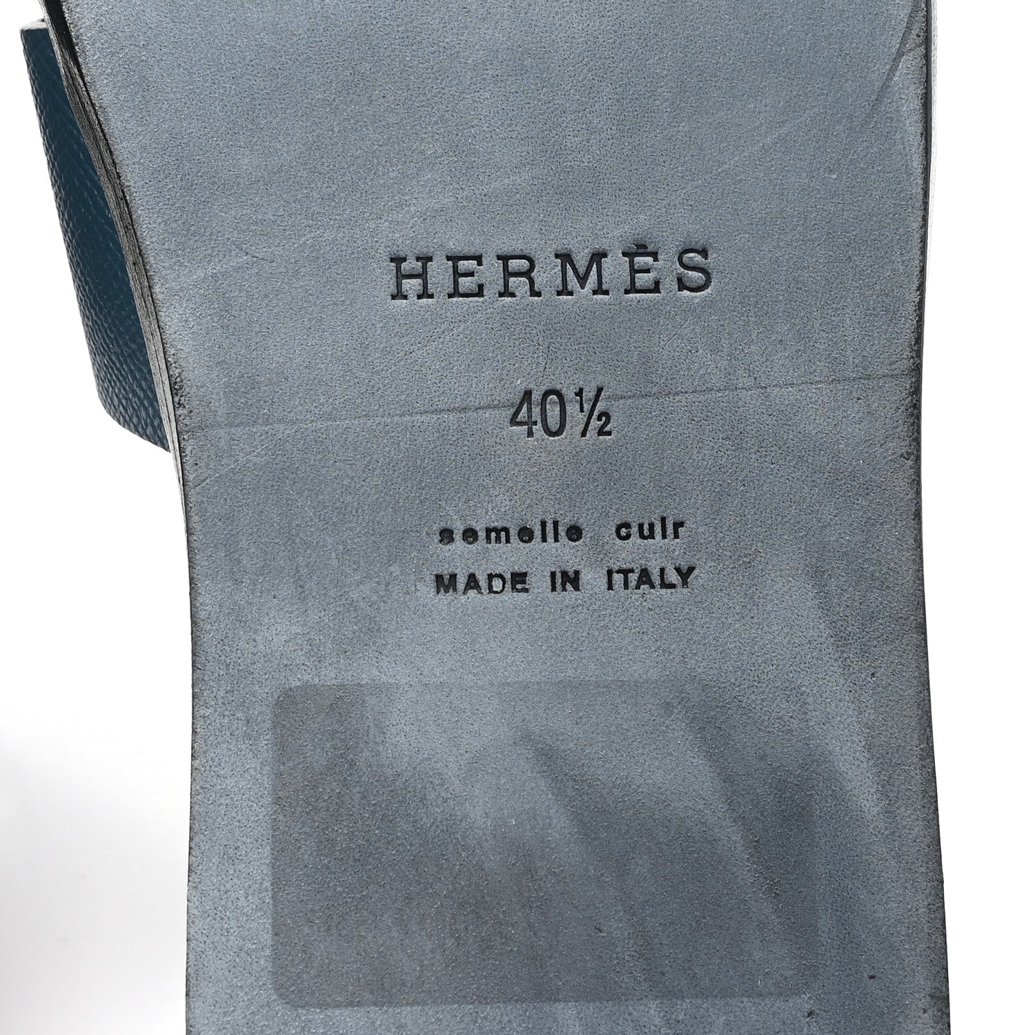 Hermes Epsom Izmir Sandals 40.5 Bleu Canard 7 of 10