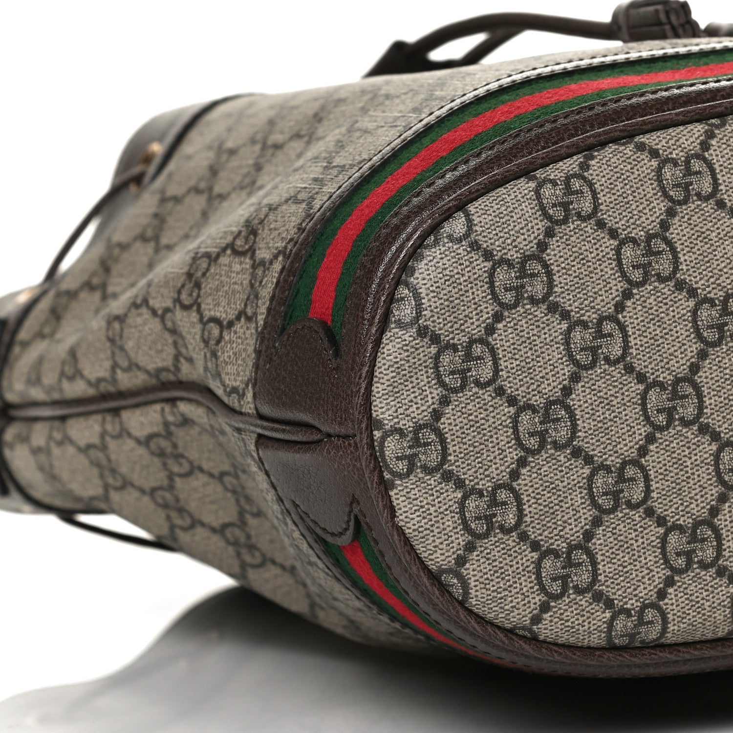 Gucci GG Supreme Monogram Web Ophidia Bucket Bag Brown 10 of 12