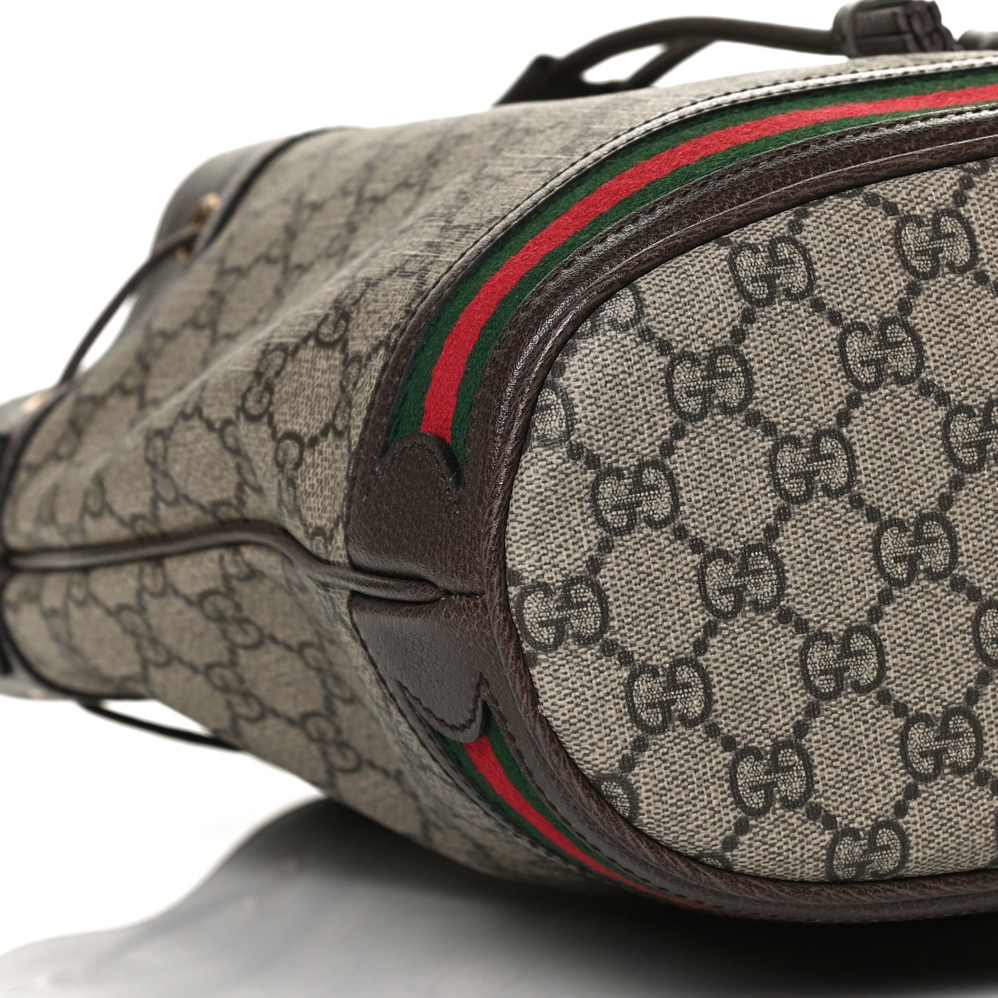 GG Supreme Monogram Web Ophidia Bucket Bag Brown