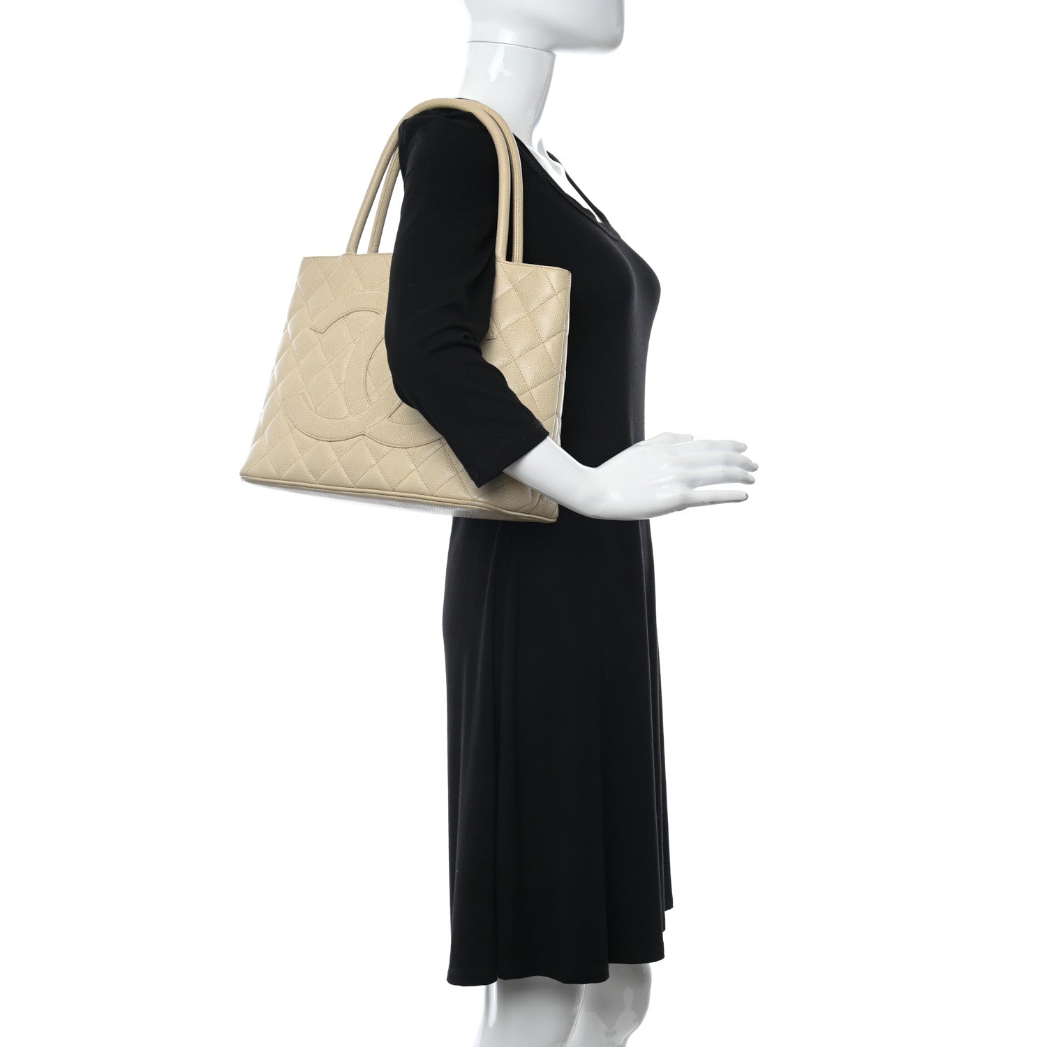 Chanel Caviar Quilted Medallion Tote Beige 2 of 13