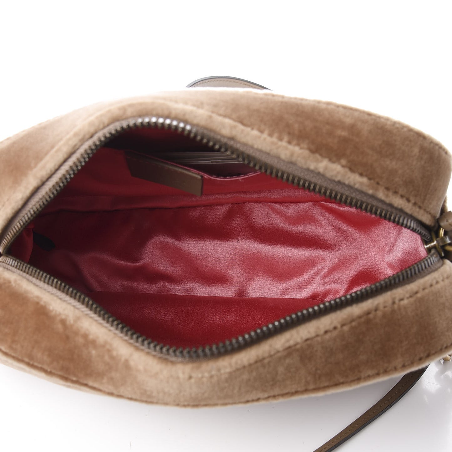 Velvet Matelasse Small GG Marmont Chain Shoulder Bag Taupe