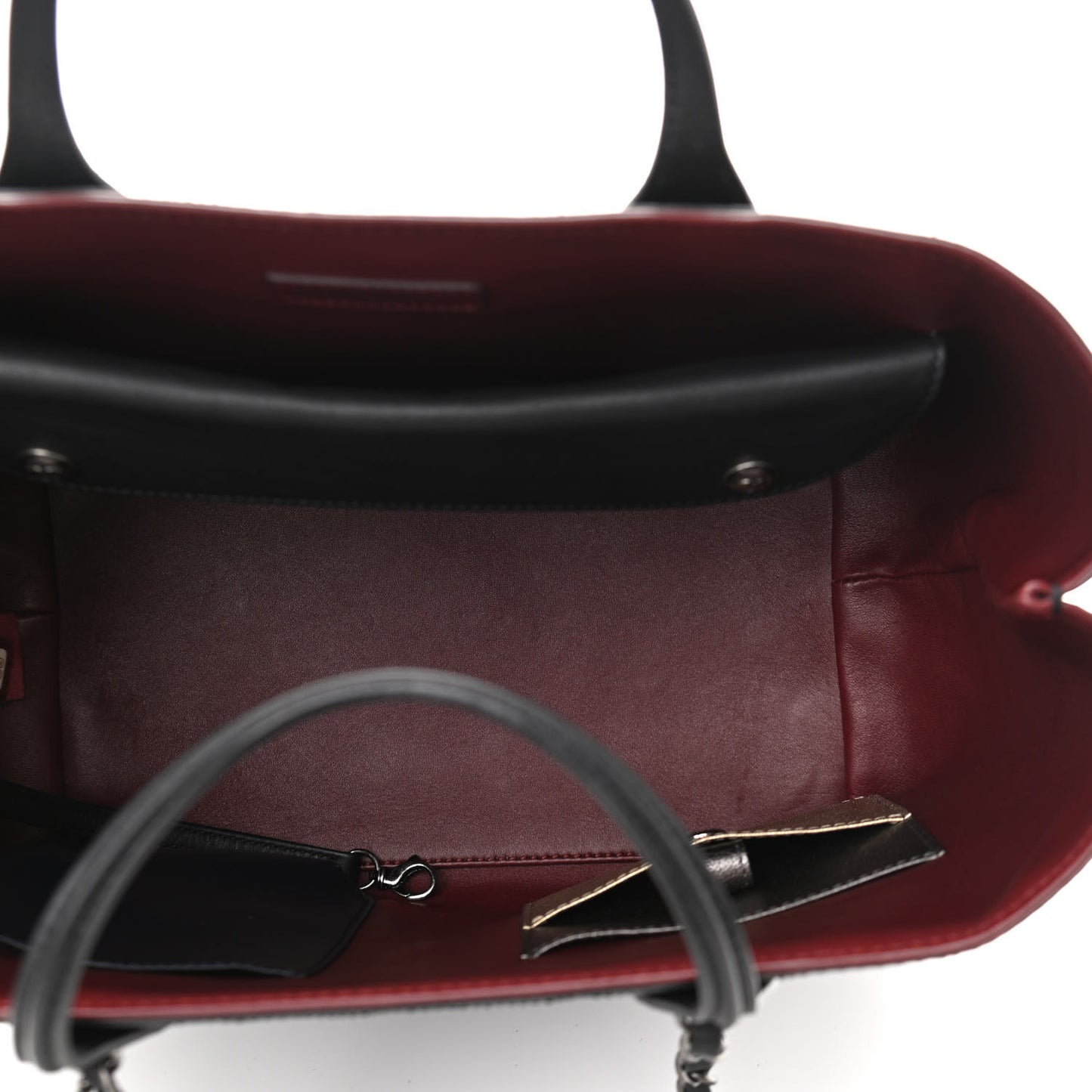 Calfskin Stitched Medium Shopping Tote Black