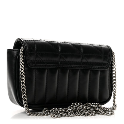 Gucci Calfskin Matelasse Aria Super Mini GG Marmont Shoulder Bag Black 3 of 13